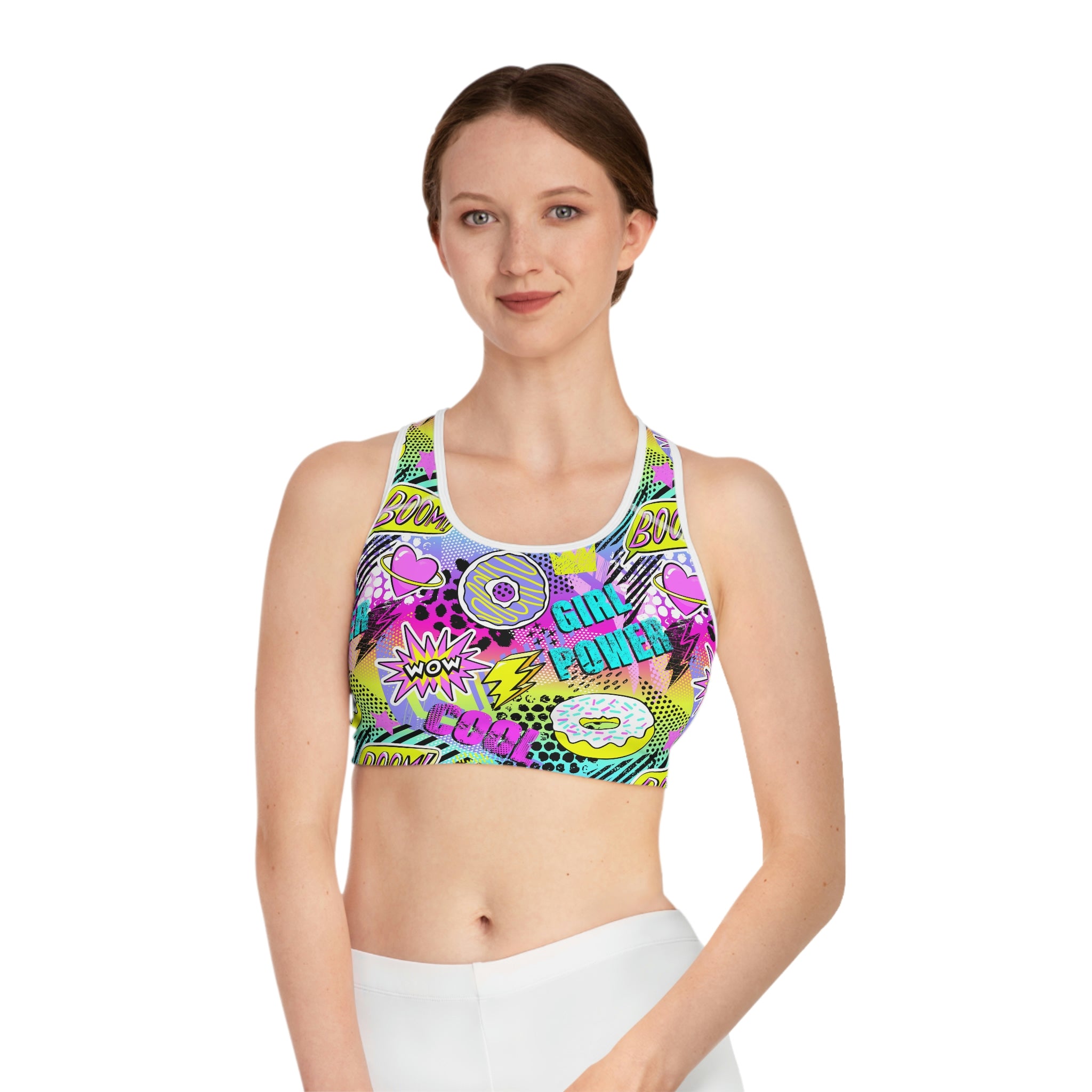 Pop Art Girl Power Sports Bra